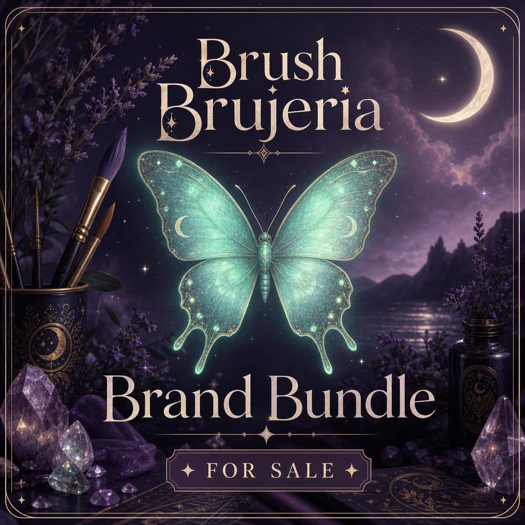 Brush Brujeria brand bundle for sale ✦ mint butterfly under a crescent moon