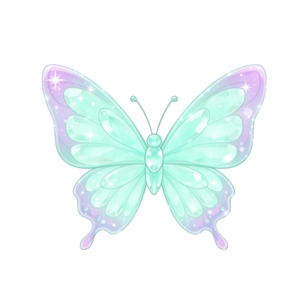 Mint glow butterfly mascot
